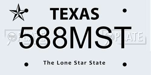 588MST Texas License Plate