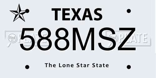 588MSZ Texas License Plate