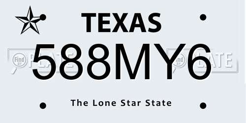 588MY6 Texas License Plate