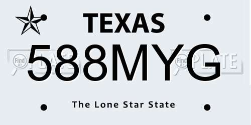 588MYG Texas License Plate