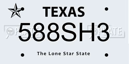 588SH3 Texas License Plate