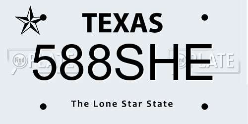 588SHE Texas License Plate