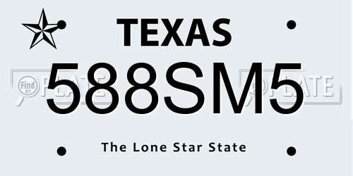588SM5 Texas License Plate