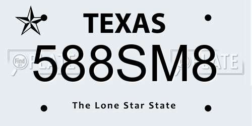 588SM8 Texas License Plate