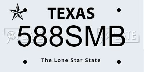588SMB Texas License Plate