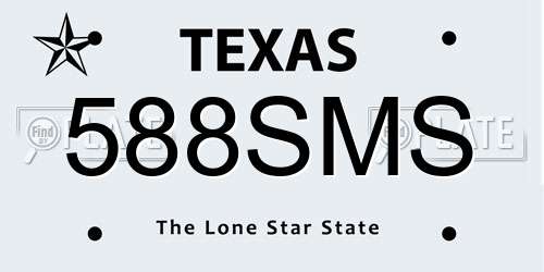 588SMS Texas License Plate