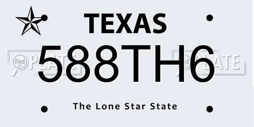588TH6 Texas License Plate
