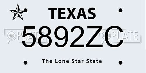 5892ZC Texas License Plate