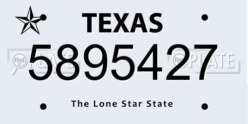5895427 Texas License Plate