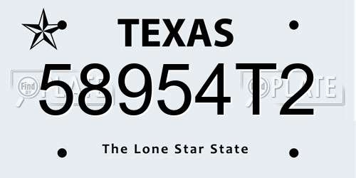 58954T2 Texas License Plate