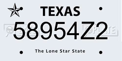 58954Z2 Texas License Plate