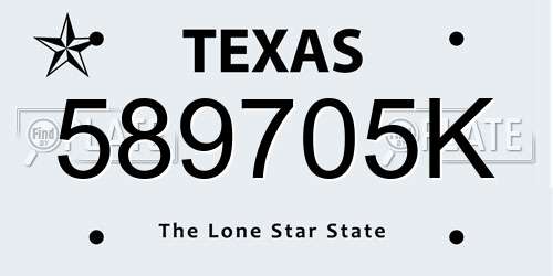 589705K Texas License Plate