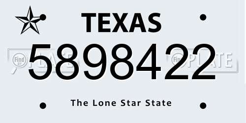 5898422 Texas License Plate