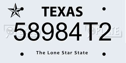 58984T2 Texas License Plate