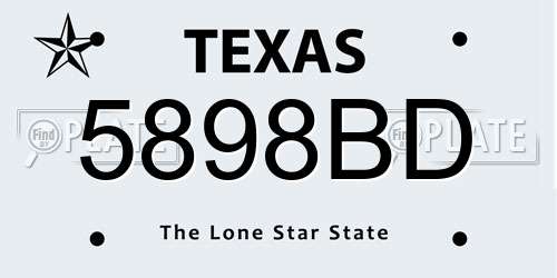 5898BD Texas License Plate