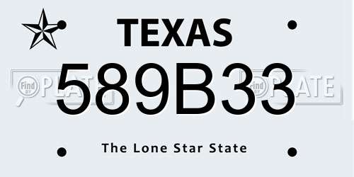 589B33 Texas License Plate