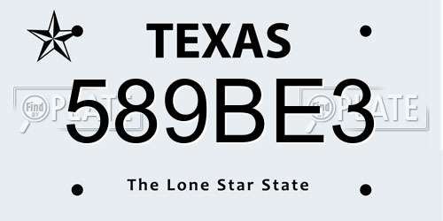 589BE3 Texas License Plate