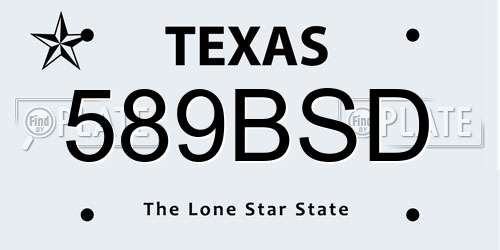 589BSD Texas License Plate
