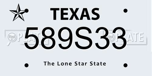 589S33 Texas License Plate