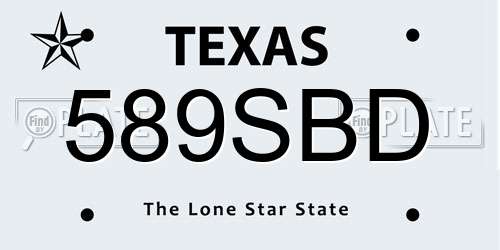 589SBD Texas License Plate