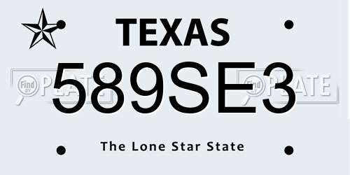 589SE3 Texas License Plate