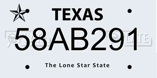 58AB291 Texas License Plate