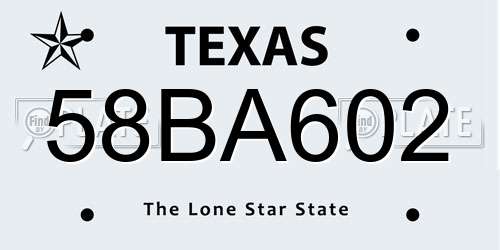 58BA602 Texas License Plate