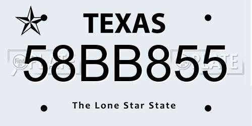 58BB855 Texas License Plate