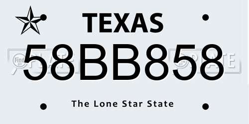 58BB858 Texas License Plate