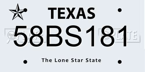 58BS181 Texas License Plate