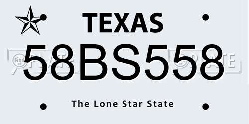 58BS558 Texas License Plate