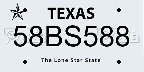 58BS588 Texas License Plate