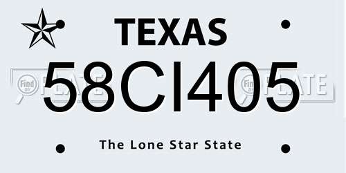 58CI405 Texas License Plate