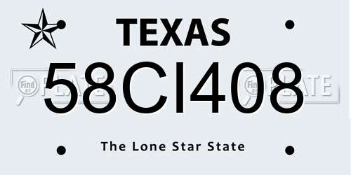 58CI408 Texas License Plate