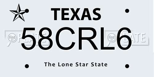 58CRL6 Texas License Plate