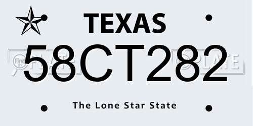 58CT282 Texas License Plate