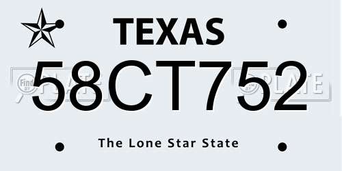 58CT752 Texas License Plate
