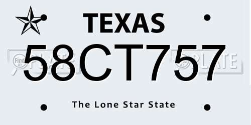 58CT757 Texas License Plate