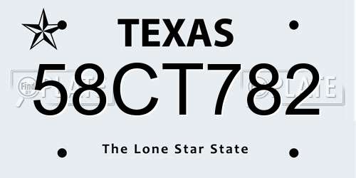 58CT782 Texas License Plate