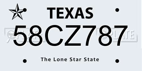 58CZ787 Texas License Plate