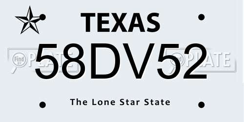 58DV52 Texas License Plate