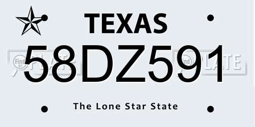 58DZ591 Texas License Plate