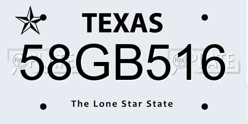 58GB516 Texas License Plate