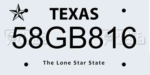 58GB816 Texas License Plate
