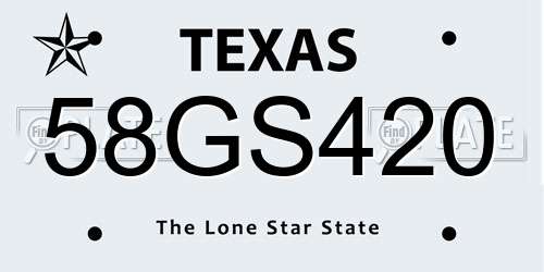 58GS420 Texas License Plate