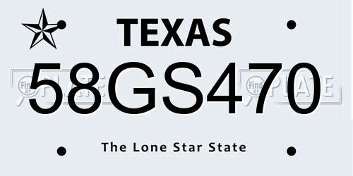 58GS470 Texas License Plate
