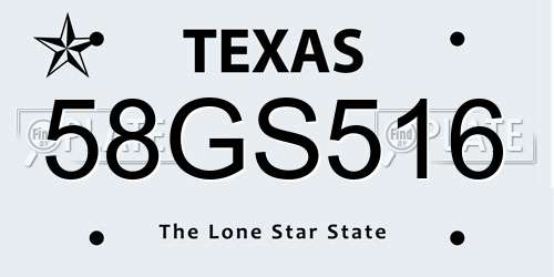 58GS516 Texas License Plate