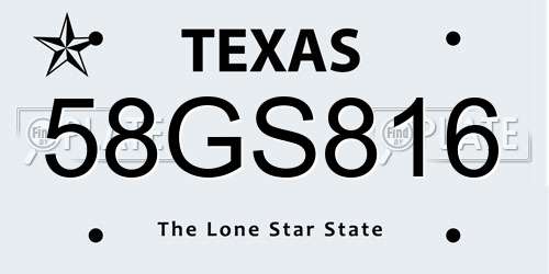 58GS816 Texas License Plate