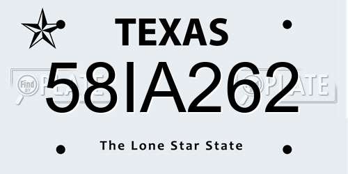 58IA262 Texas License Plate