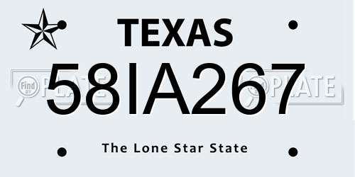 58IA267 Texas License Plate